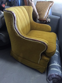 custom wing chair recovered